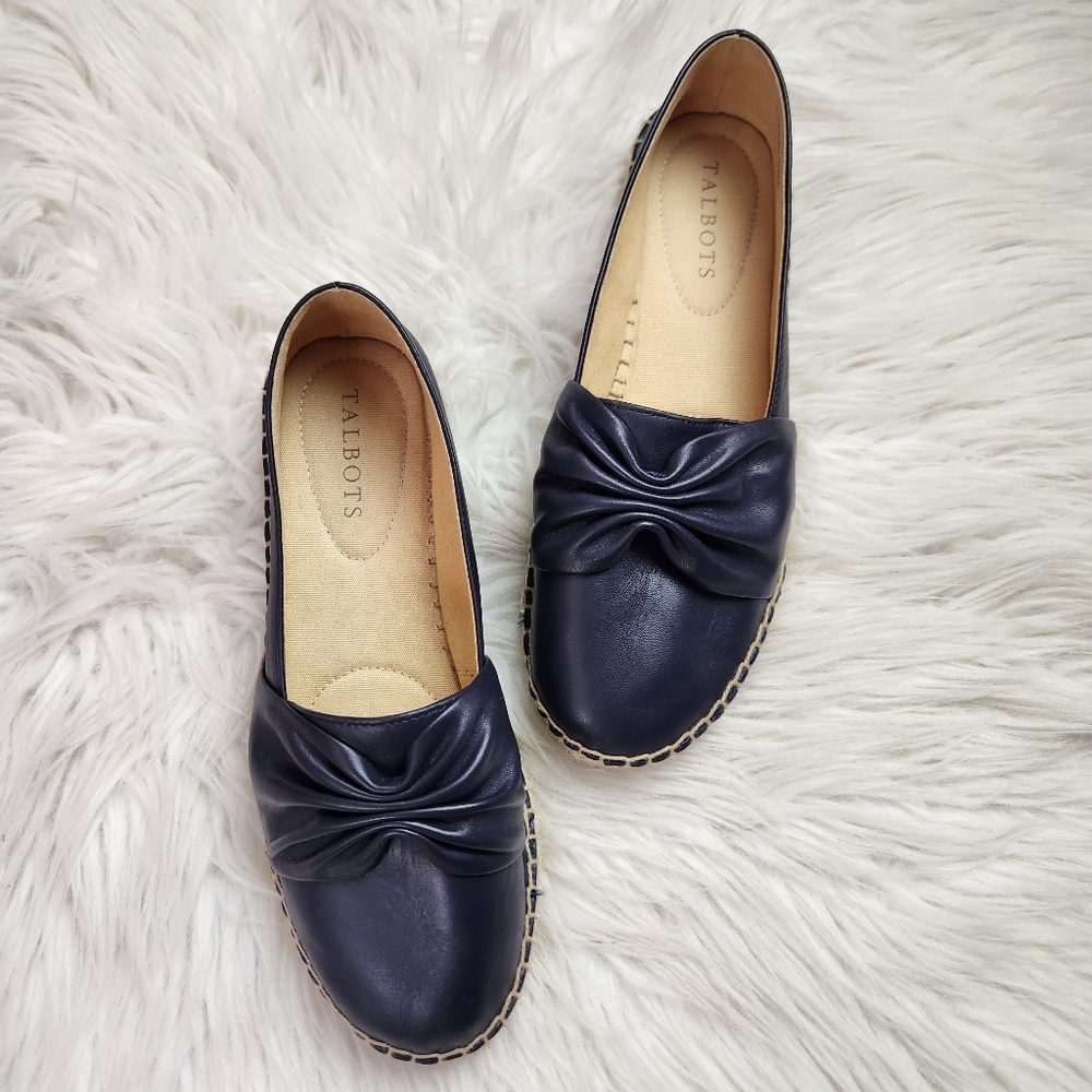 Talbots Navy Leather Izzy Espadrille Slip-ons 7